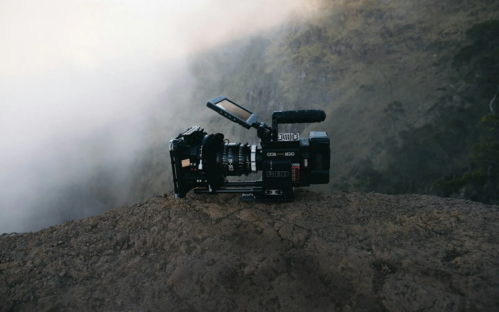 Video camera on a rock