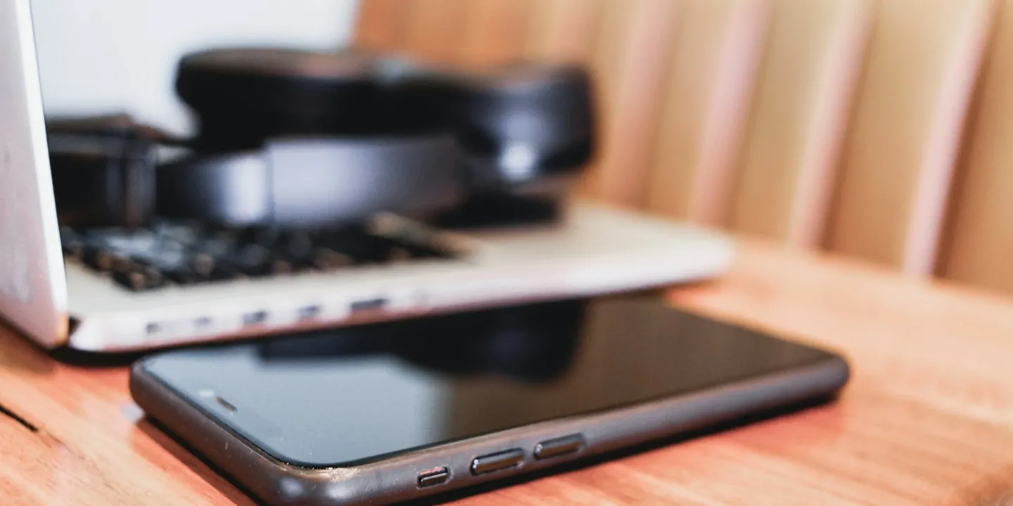 Laptop on a wooden desk